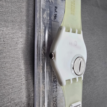 Swatch St. Moritz 1928 Watch Men 34mm Blue Dial White Case GZ134 New Battery NOS10