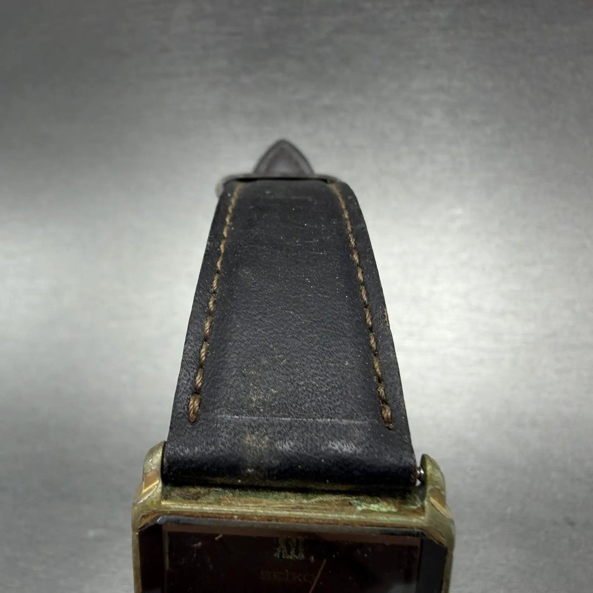 Seiko Dolce Tank Watch Men 26mm Black Dial Gold Tone Rectangle 5E31-5B90 PARTS5