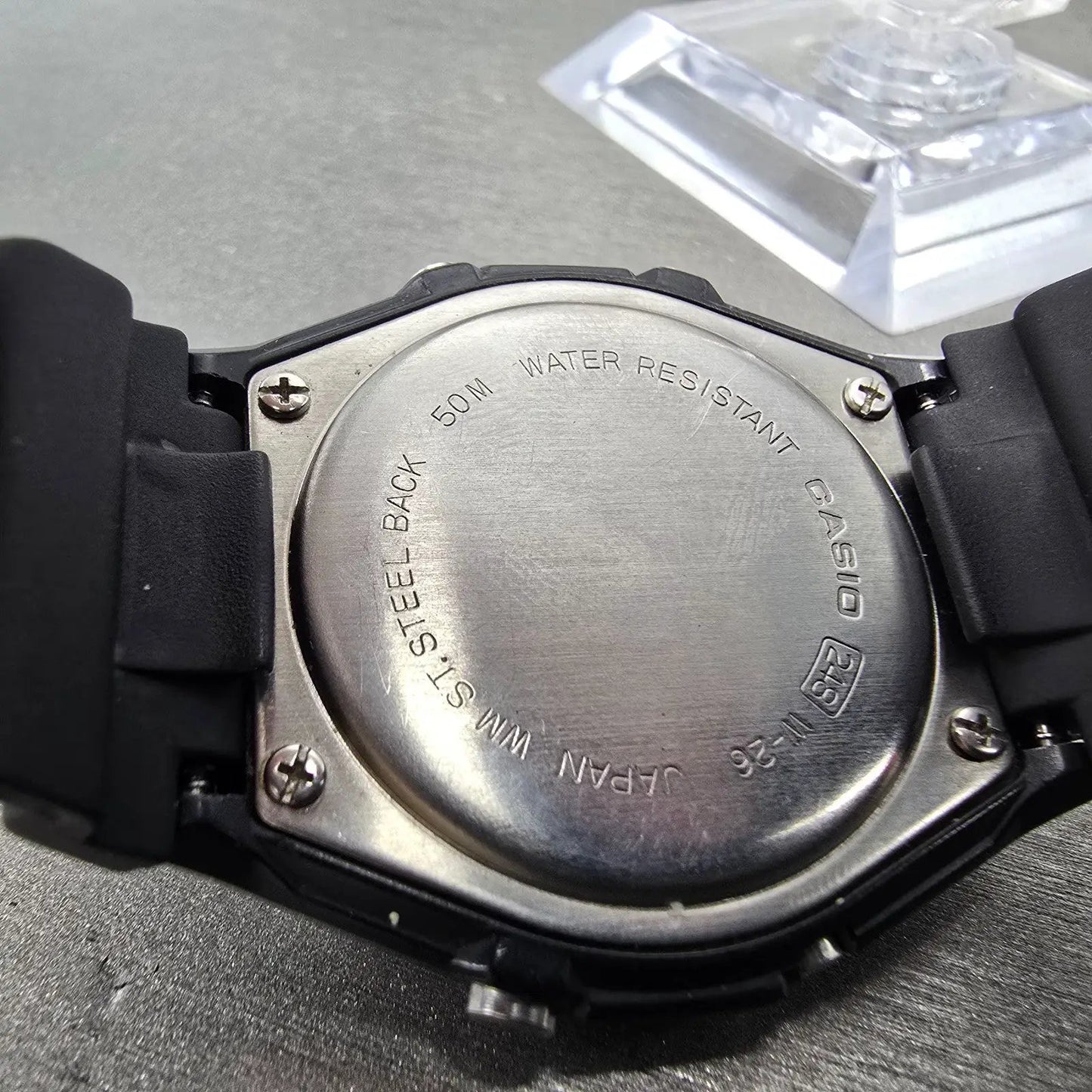 Casio W-26 Watch Men 37mm Black Alarm Chronograph Digital New Battery Vintage F9