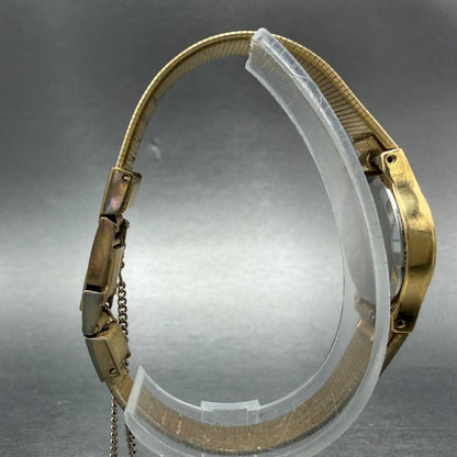 Seiko Watch Women 18mm Gold Dial Gold Tone Round Vintage V401-0250 New Battery W8
