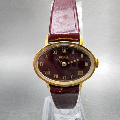 Ernest Borel Watch Women 25mm Red Dial Gold Plated Manual Wind Runs VTG0