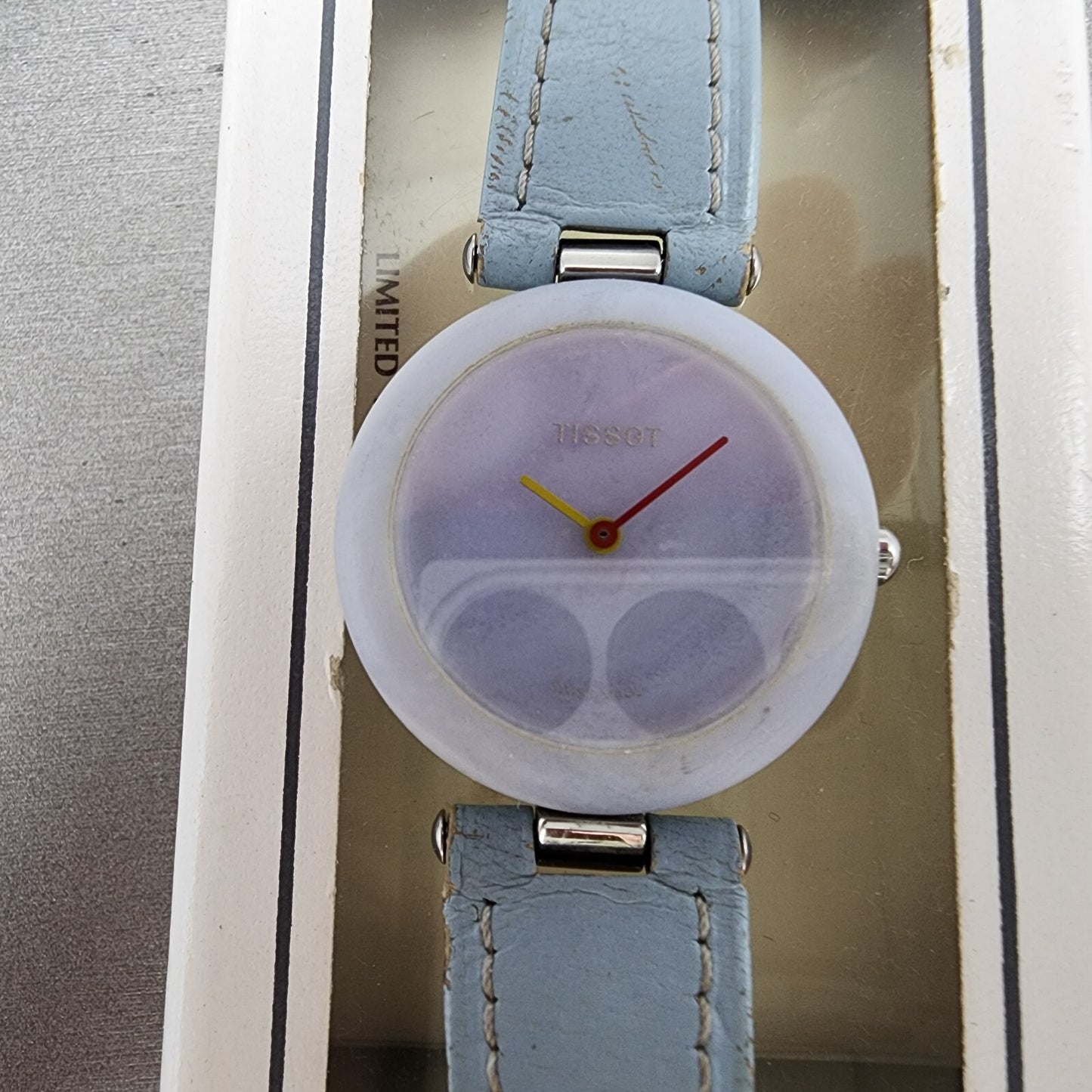 Tissot Rock Watch Women 30mm Blue Stone Dial Stone Case Round R150 New Battery1