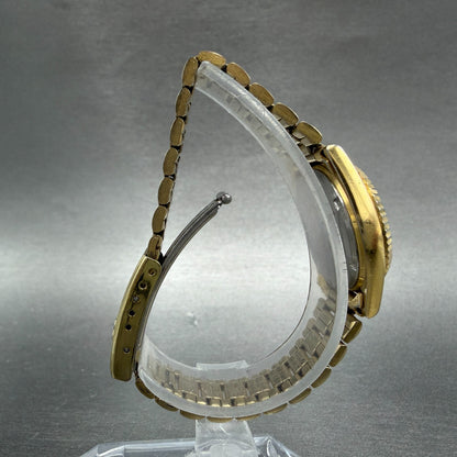 Seiko SQ Watch Women 24mm Gold Dial Gold Tone Daydate Round 3E23-0A60 NewBatt H98