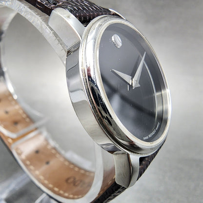 Movado Museum Watch Women 27mm Black Dial Stainless Steel Round New Battery