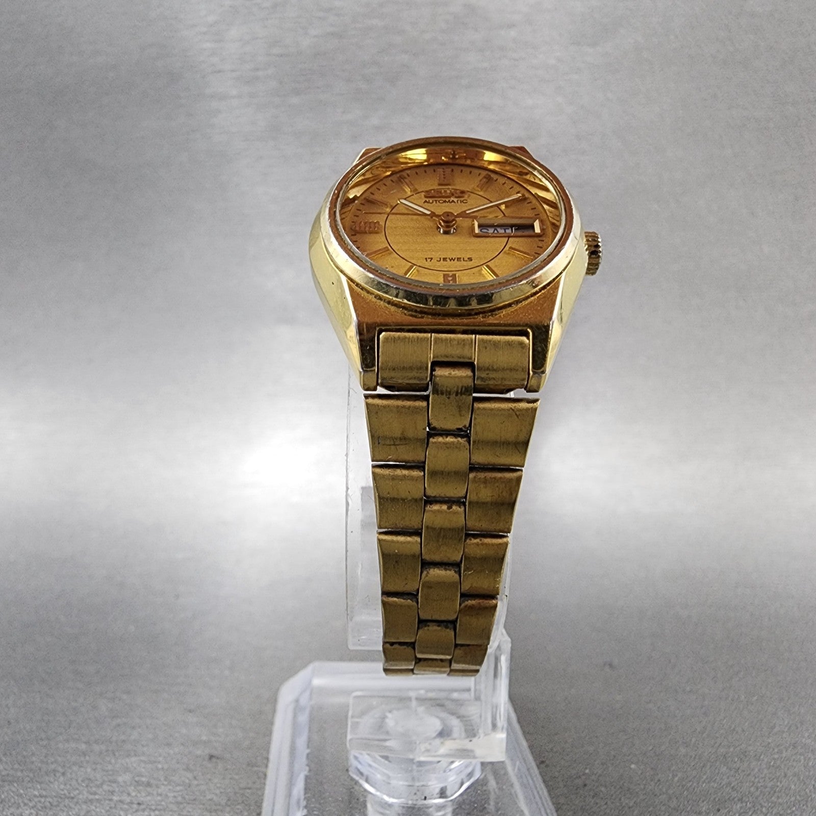 Seiko Automatic Watch Women 25mm Champagne Dial Gold Tone Daydate 42060469 PART6