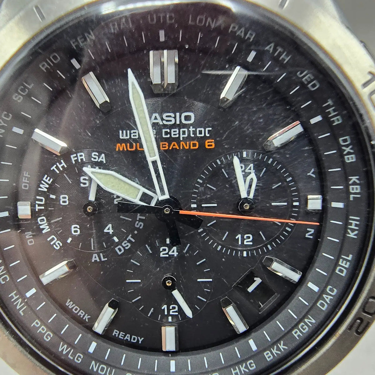 Casio Waveceptor WVQ-M410 Watch Men 43mm Black Dial Silver Tone Date Solar Runs61