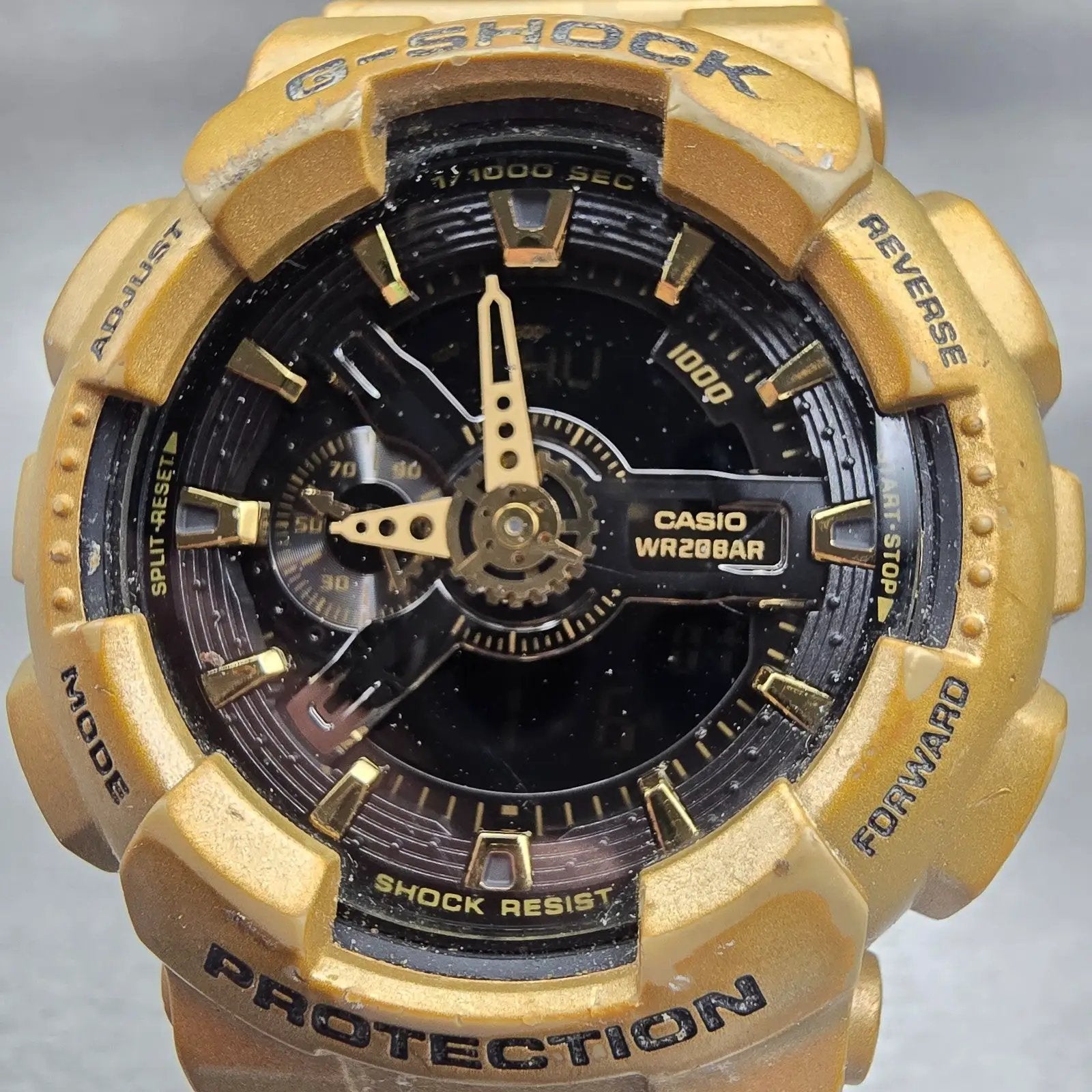 Casio G-Shock GA-110GD Watch Men 52mm Black Gold  Alarm Chronograph New Batt1