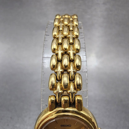 Seiko Watch Women 20mm Champagne Dial Gold Tone Round 1f210a30 New Battery4