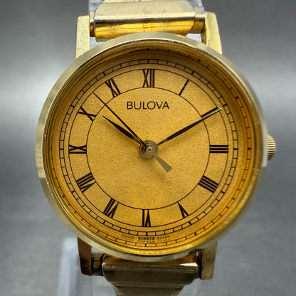 Bulova Watch Women 24mm Champagne Dial Gold Tone Round 84363 New Battery1