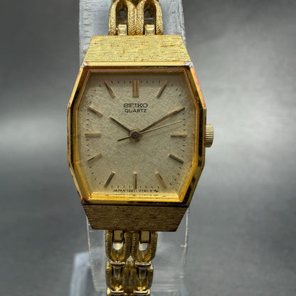 Seiko Watch Women 17mm Champagne Dial Gold Tone Octagon 1221-5540 New Battery0
