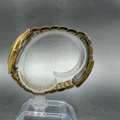 Seiko watch Men 36mm Gold Dial Gold Tone Daydate Round 7n43-9048 New Battery6