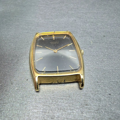 Seiko Tank Watch Men 25mm Gray Dial Gold Tone Rectangle 7430-5550 VTG PARTS7