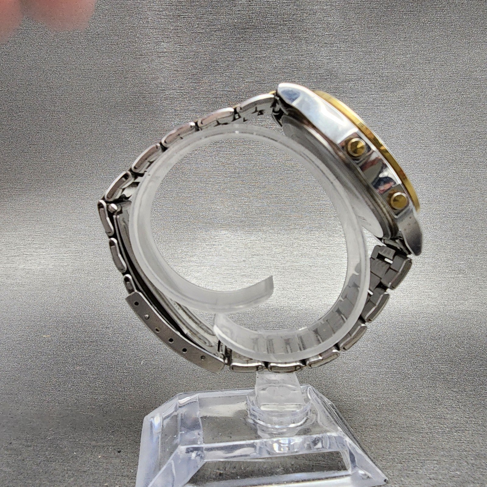 Pulsar Analog Digital Watch Men 39mm Blue Dial Two Tone Alarm Chrono New Battery8