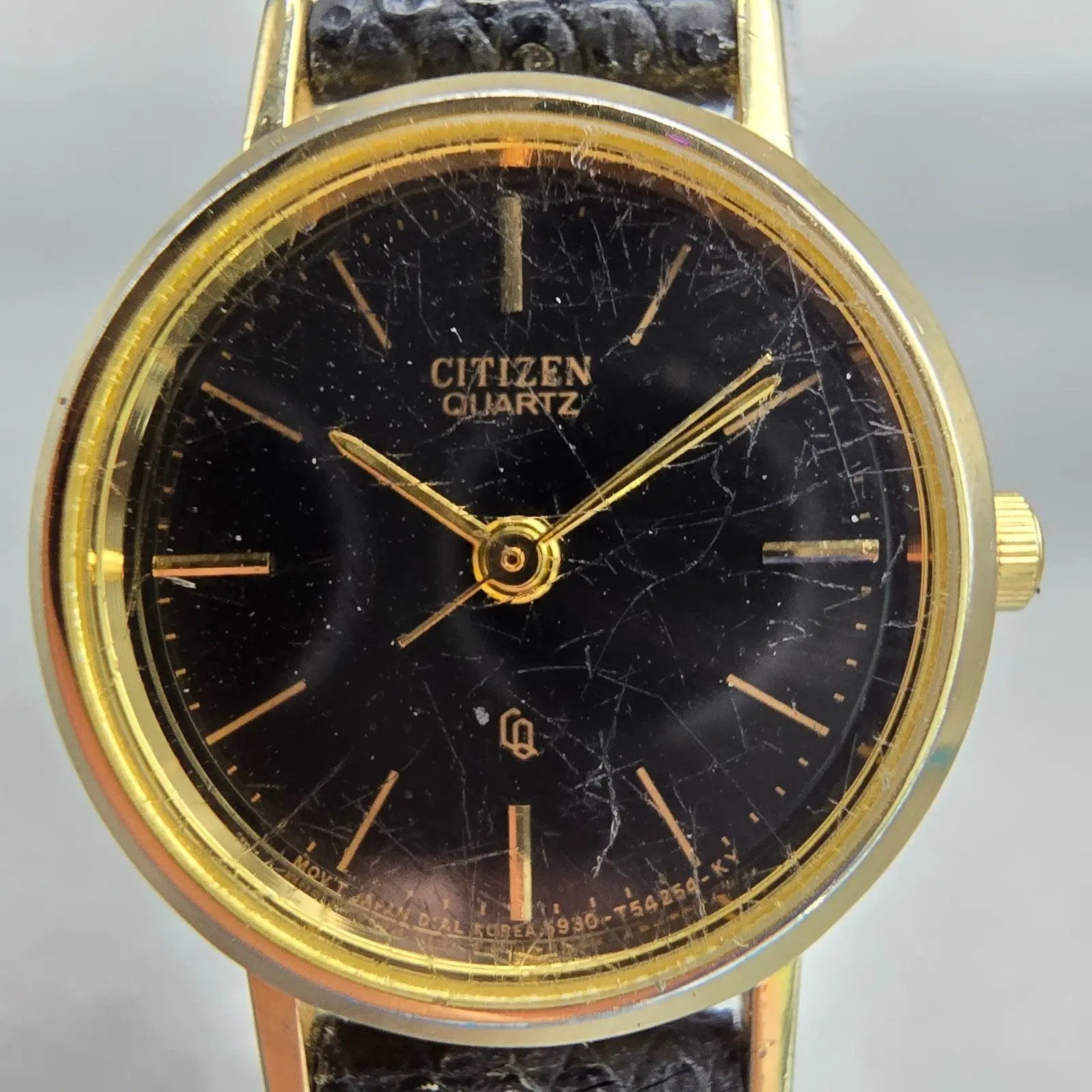 Citizen CQ Watch Women 21mm Black Dial Gold Tone Round 5930-T15740 New Battery1