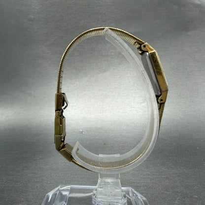 Seiko Tank Watch Women 12mm Champagne Dial Gold Tone 2e20-6479 New Battery VTG8