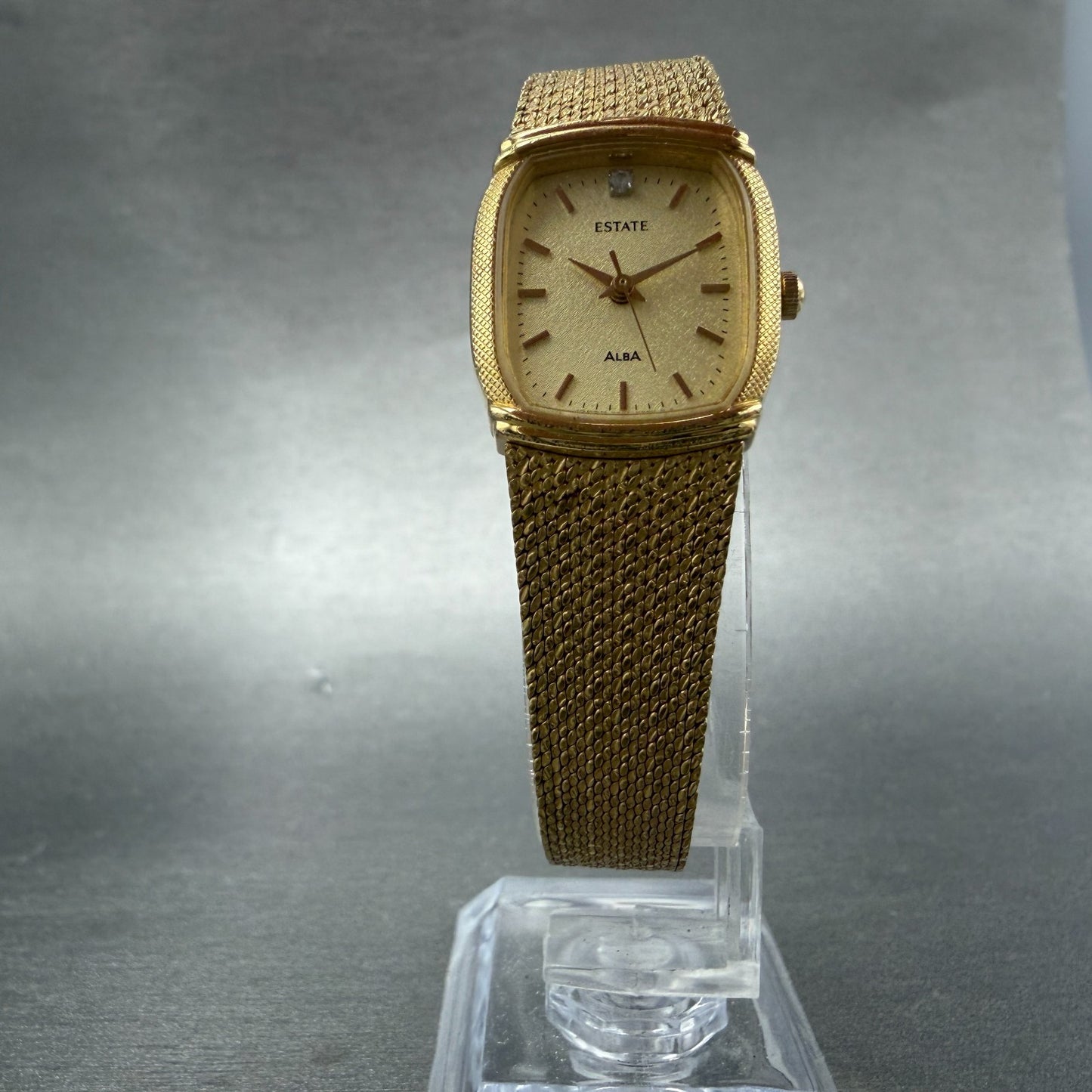 Seiko Alba Estate Tank Watch Women 19mm Champagne Dial Gold Tone New Battery5