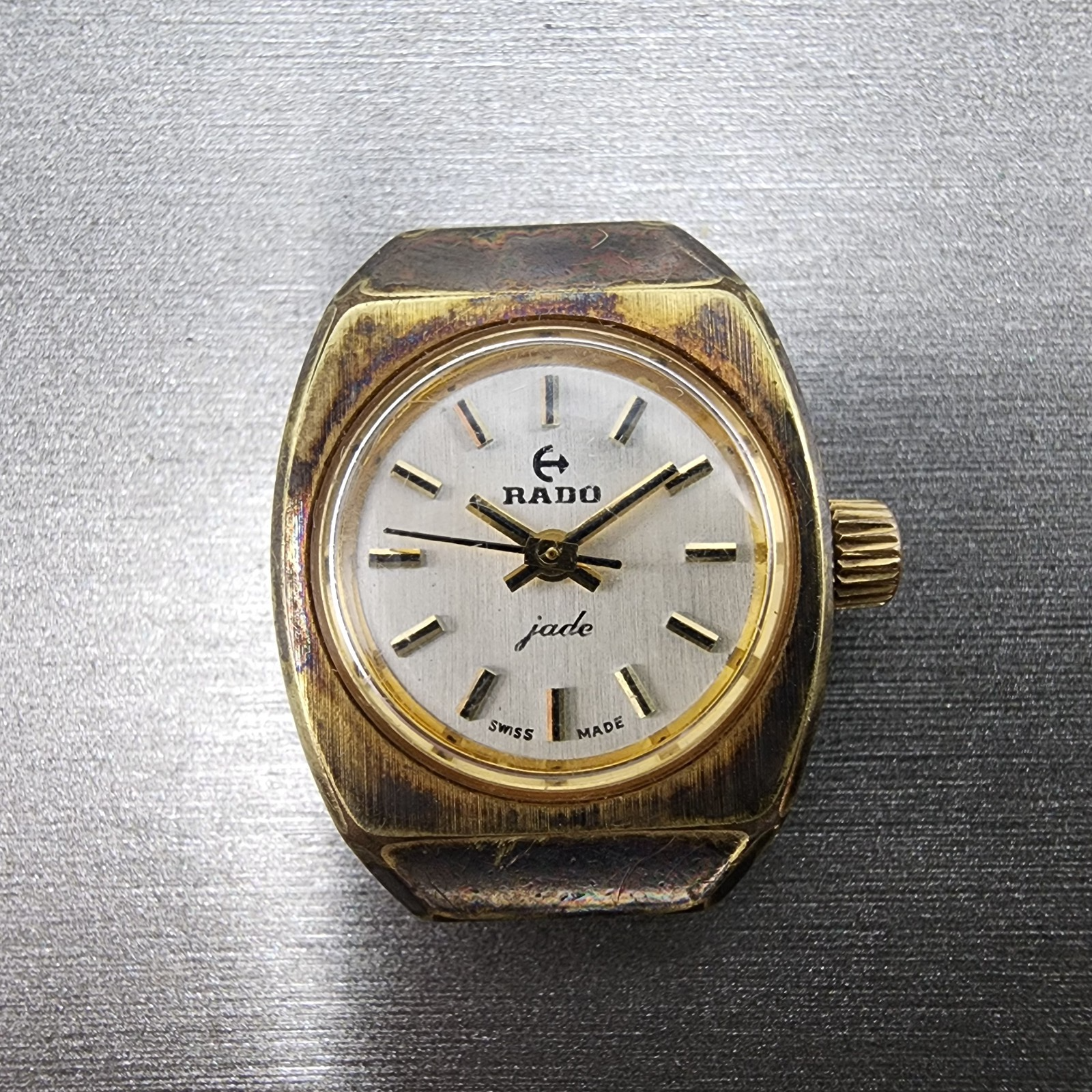Rado jade Watch Women 19mm Champagne Dial Gold Tone Round Manual Wind Runs0
