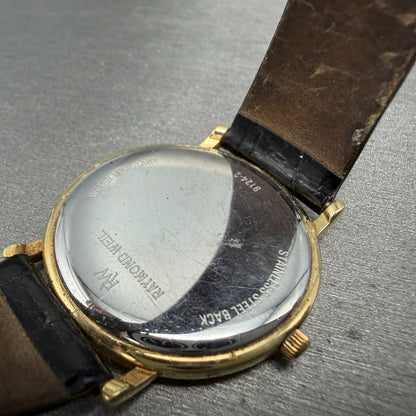 Raymond Weil Watch Men 32mm Champagne Dial Gold Tone Date 9124-2 New Battery13