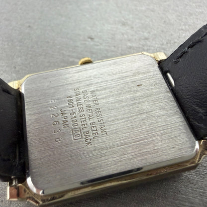 Seiko Alba Tank Watch Unisex 25mm Champagne Dial Gold Tone V801-5100 NewBattery9