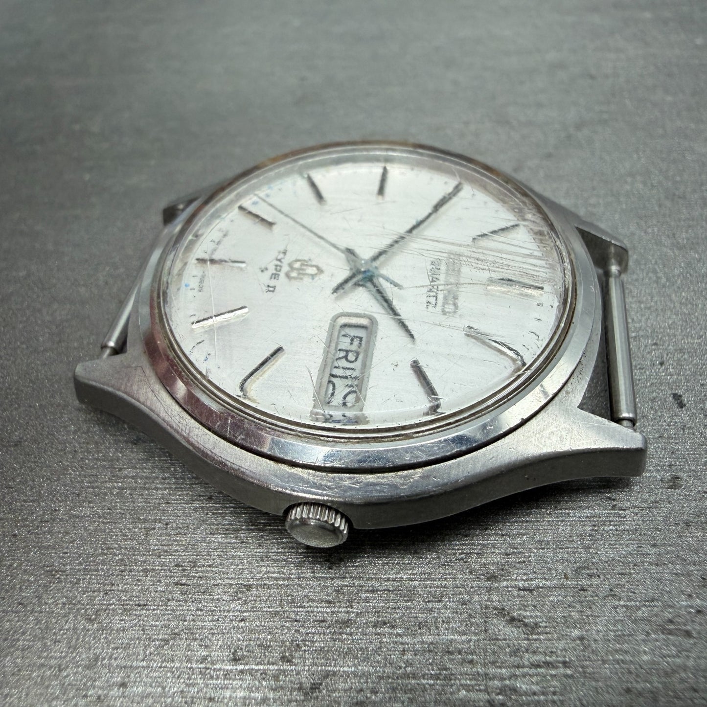 Seiko Type II Watch Men 37mm Silver Dial Silver Tone Daydate 7546-701E PARTS6
