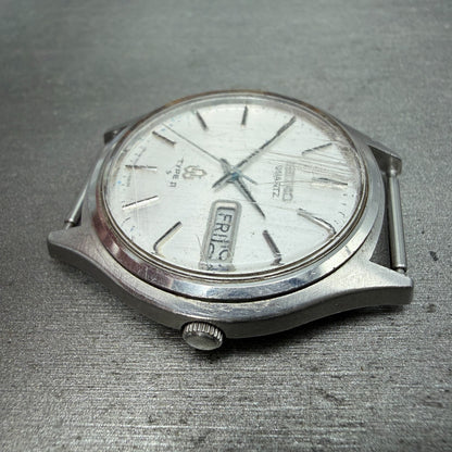 Seiko Type II Watch Men 37mm Silver Dial Silver Tone Daydate 7546-701E PARTS6