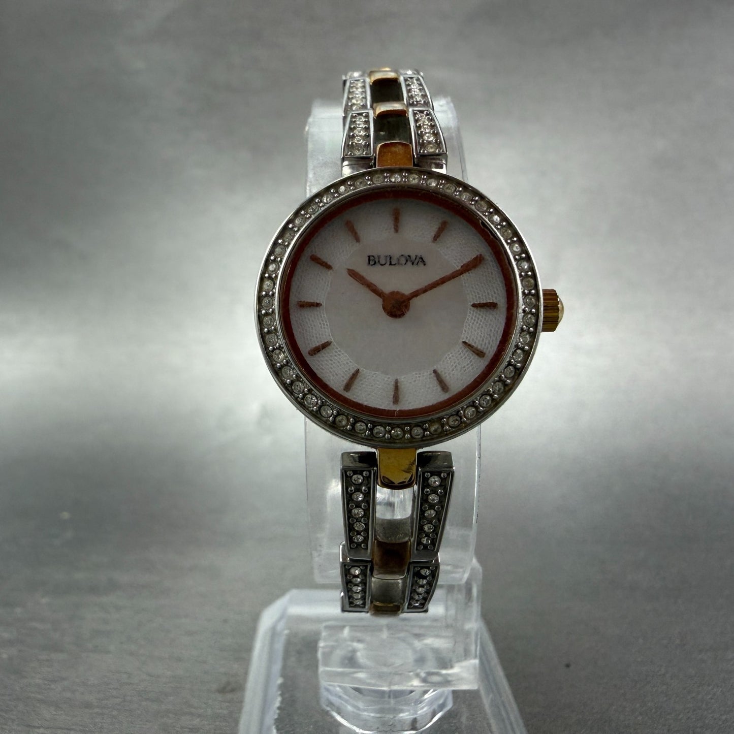 Bulova Watch Women 22mm MOP Dial Two Tone Round 98L212 New Battery Vintage5