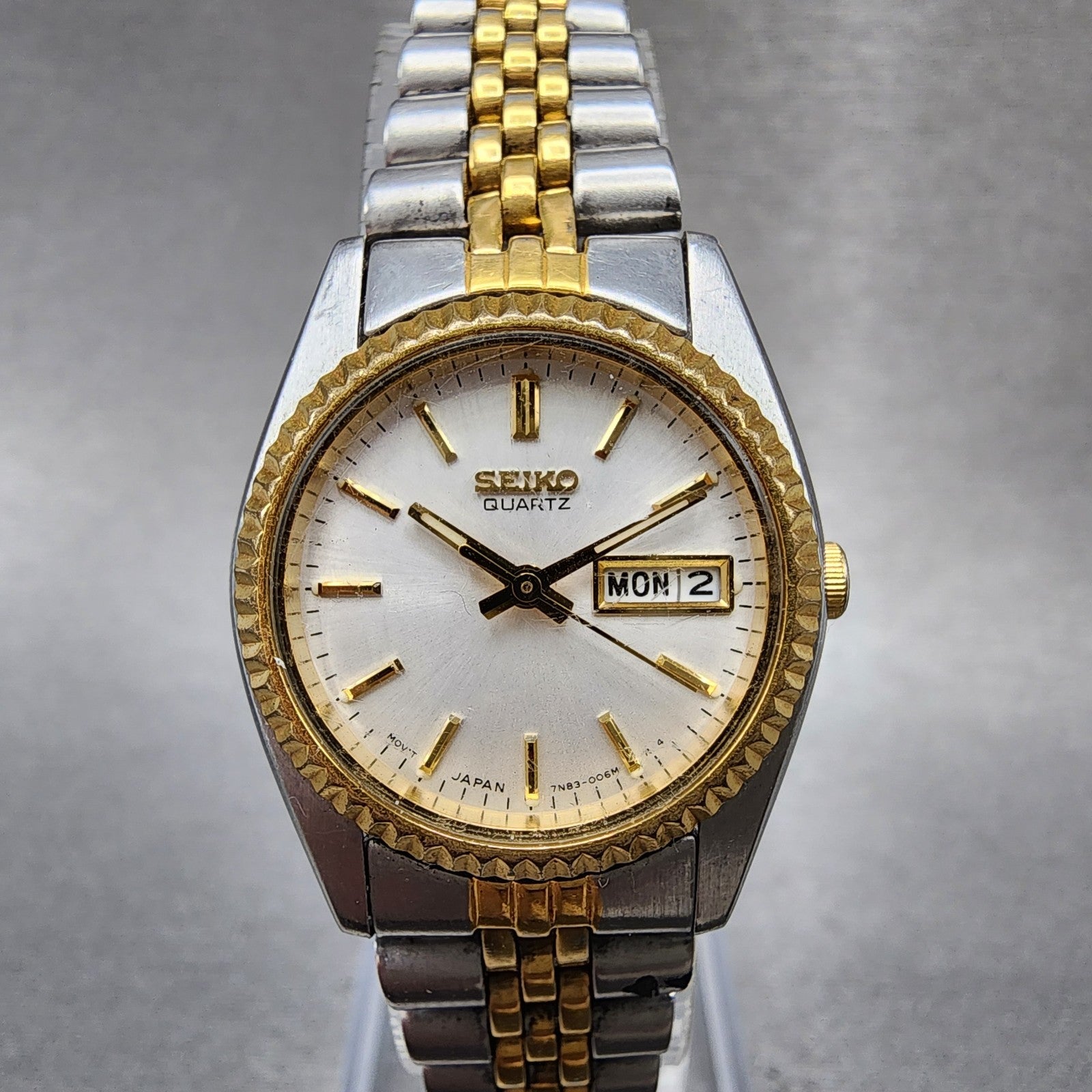 Seiko Watch Women 24mm Silver Dial Two Tone Daydate 7n830041 New Battery0