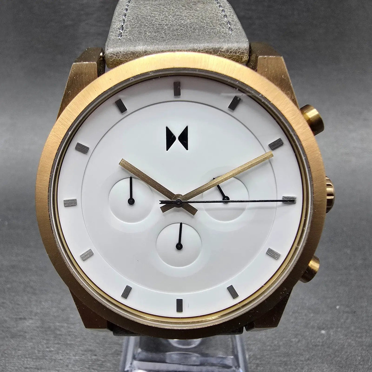 MMVMT Element Chrono Watch Men 44mm White Dial Rose Gold Round New Battery0