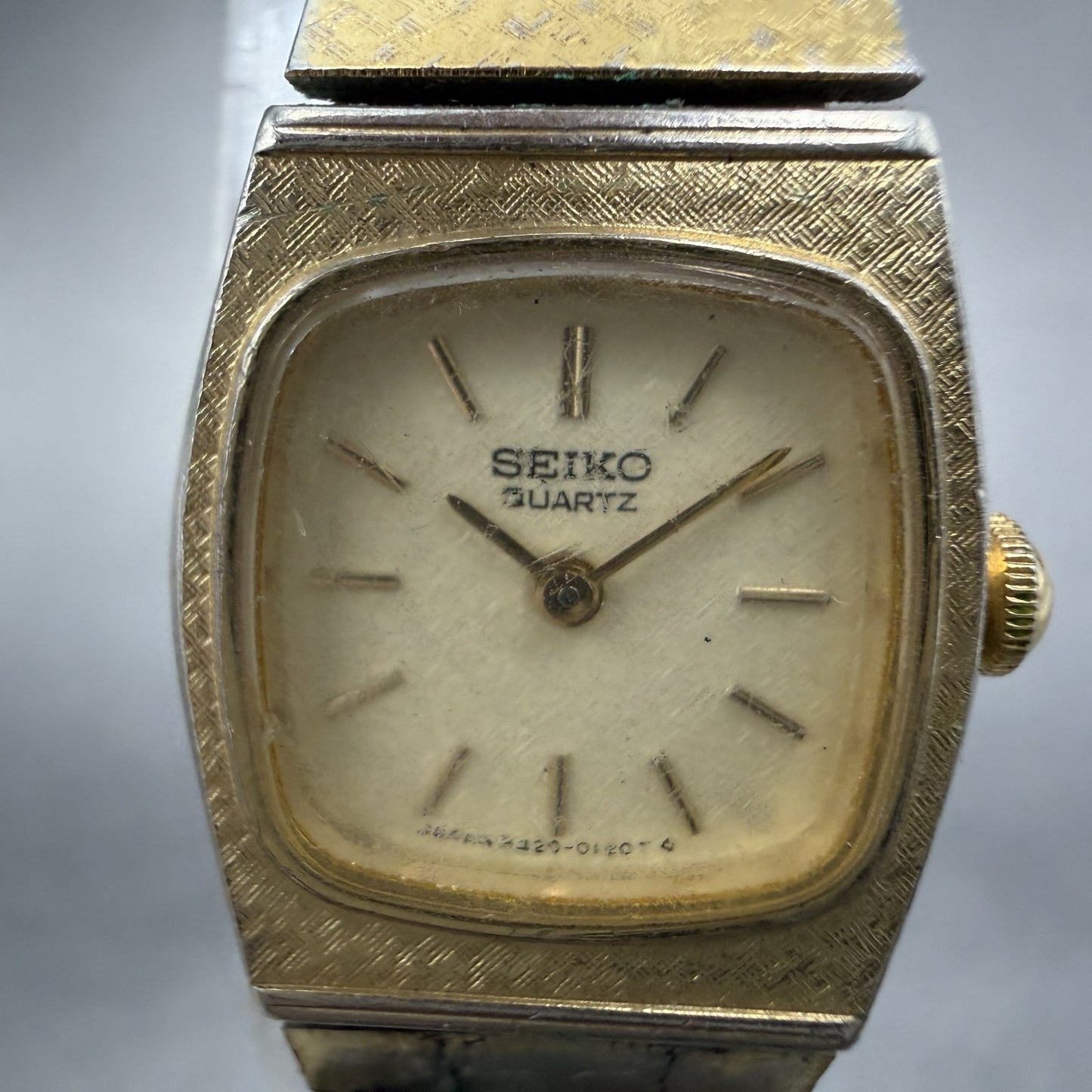 Seiko Watch Women 16mm Champagne Dial Gold Tone Hexagon 5420-5409 New Battery1