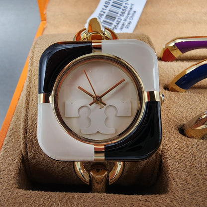 Tory Burch The Miller Watch Women 28mm White Gold Tone Interchangeable Bezel1