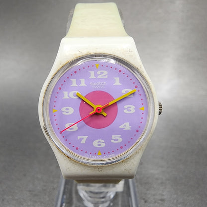 Swatch Paint By Numbers Watch Women 25mm Purple Dial White Tone Round New batt0