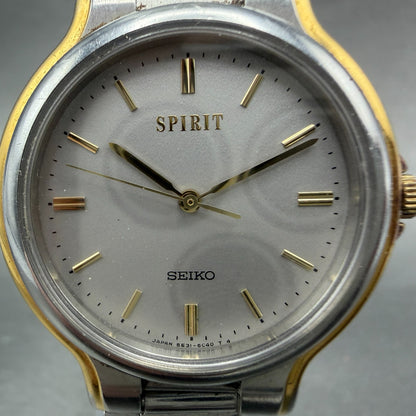 Seiko Spirit Watch Unisex 32mm Gray Dial Two Tone Round 5E31-6C30 New Battery1