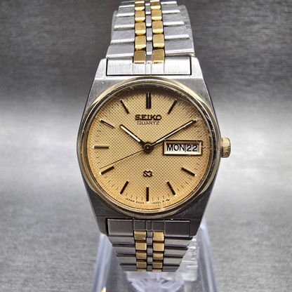 Seiko SQ Watch Women 23mm Gold Dial Two Tone Daydate Round 2A23-0029 New Battery0