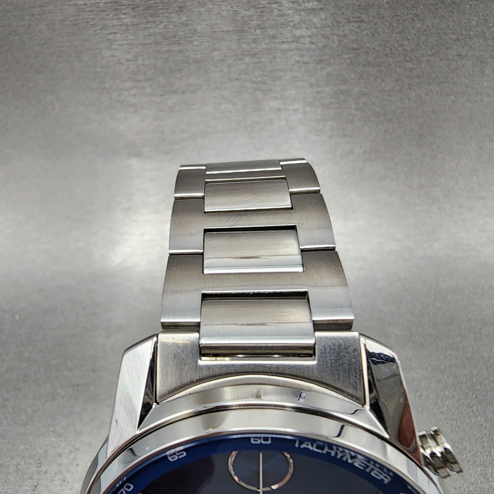 Movado Bold Verso Chronograph Watch Men 44mm Blue Dial Steel Date READ!! 36008654