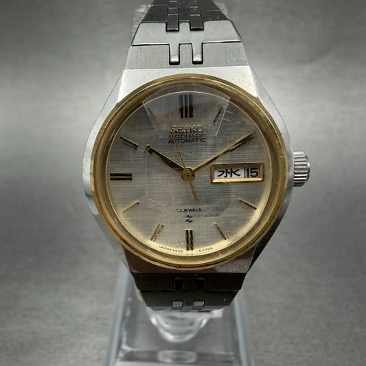 Seiko Automatic Watch Women 26mm Silver Dial Two Tone Daydate 2406-0030 Runs0