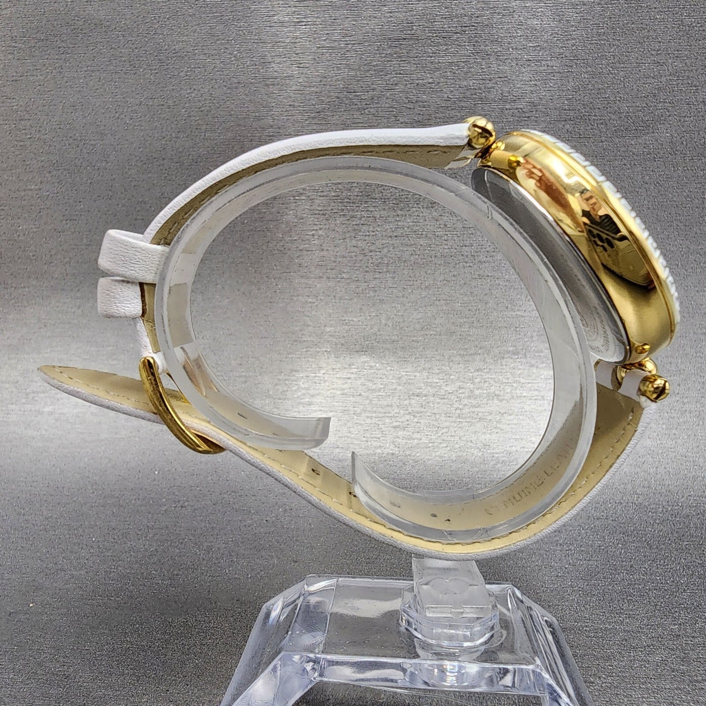 Versace Palazzo Watch Women 39mm White Dial Gold Tone Round Leather Band New Bat8