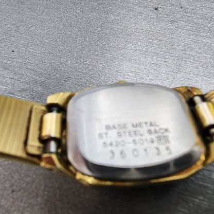 Seiko Tank Watch Women 17mm Brown Dial Gold Tone Rectangle 54205019 New Battery9