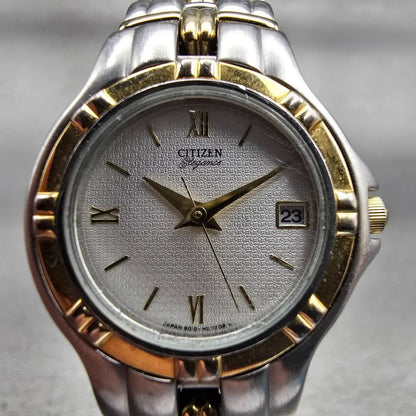 Citizen Elegance Watch Women 25mm Silver Dial Two Tone Date 1012-H20119 New Batt1