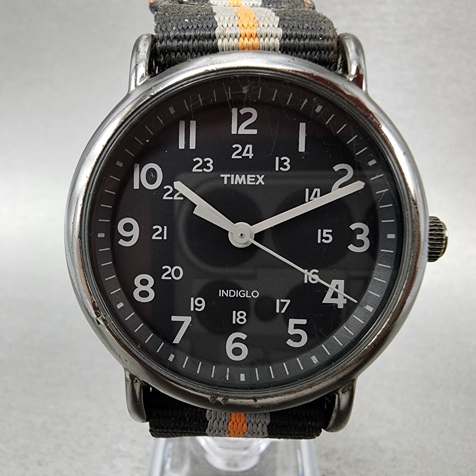 Timex Weekender Watch Men 38mm Black Dial Black Tone Indiglo New Battery1