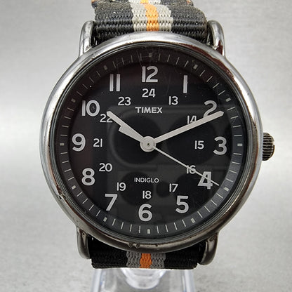 Timex Weekender Watch Men 38mm Black Dial Black Tone Indiglo New Battery1