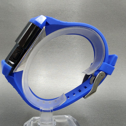 Diesel Digital Watch Men 48mm Digital Blue Tone Black Dial Rectangle New Battery