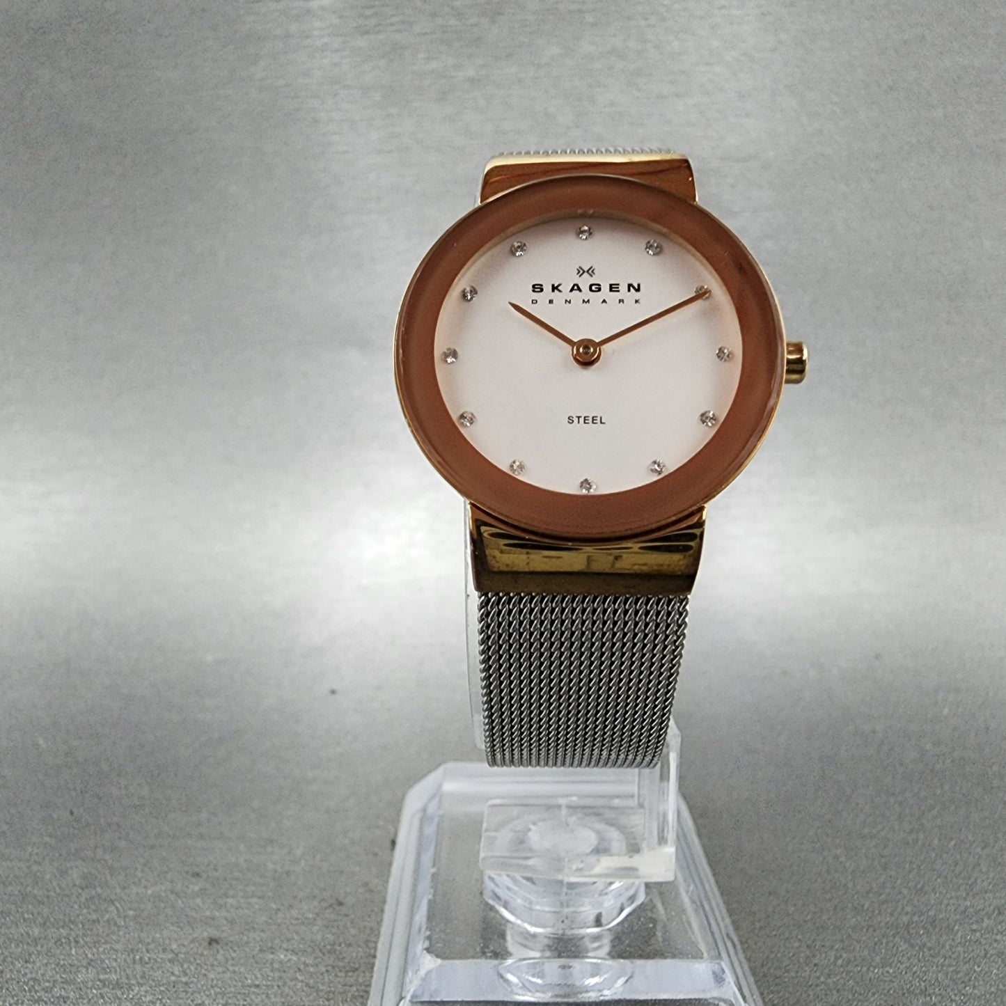 Skagen Watch Women 26mm Silver Dial Rose Gold Tone Round 358SRSC New Battery5