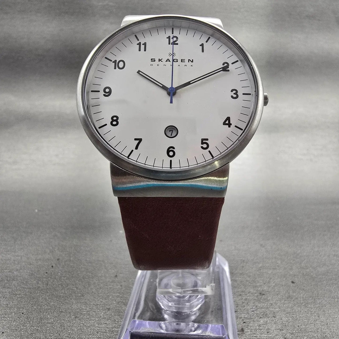 Skagen Ancher Watch Men 40mm White Dial Silver Tone Date SKW6082 New Battery5