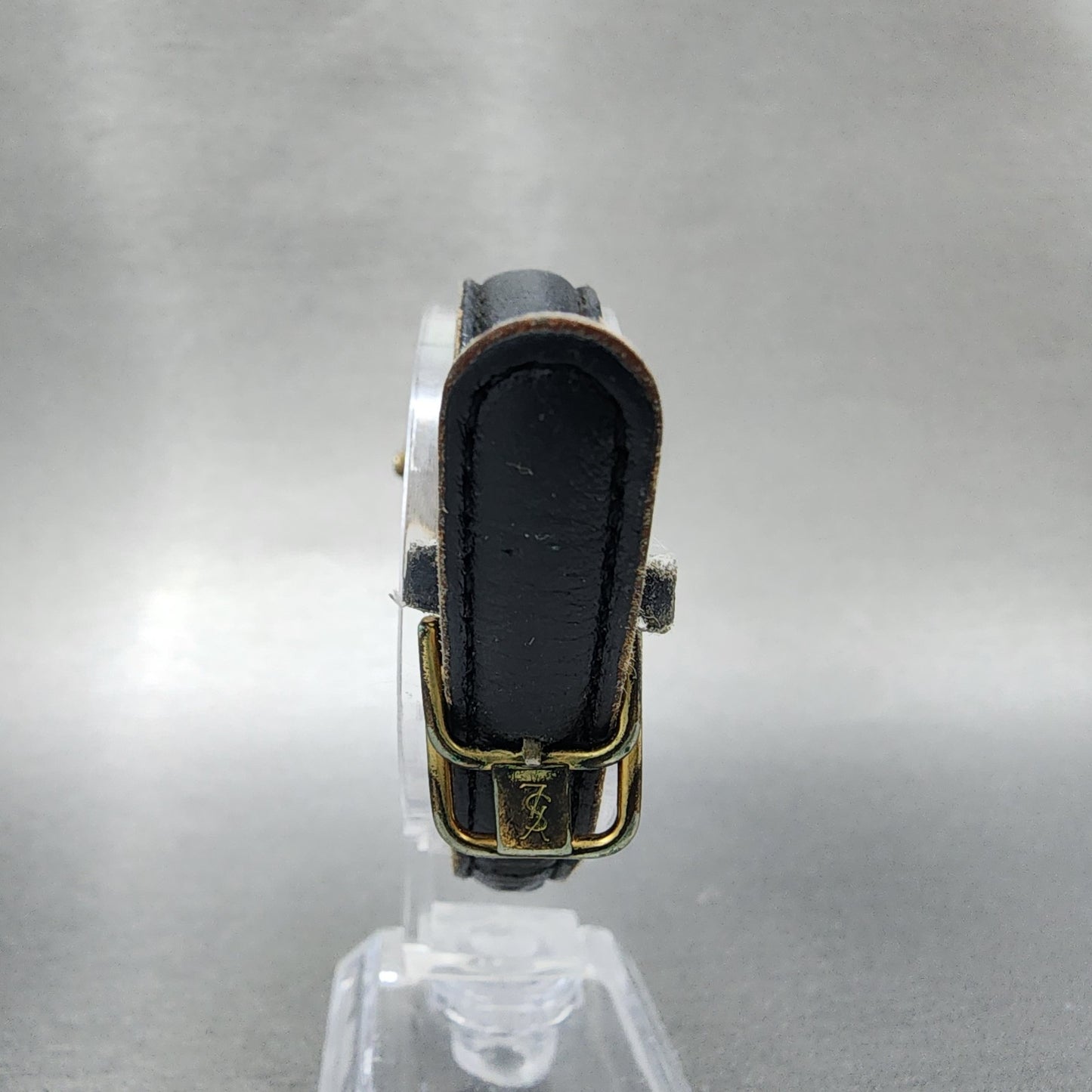 Yves Saint Laurent Watch Women 25mm Black Dial Gold Tone Round New Battery7