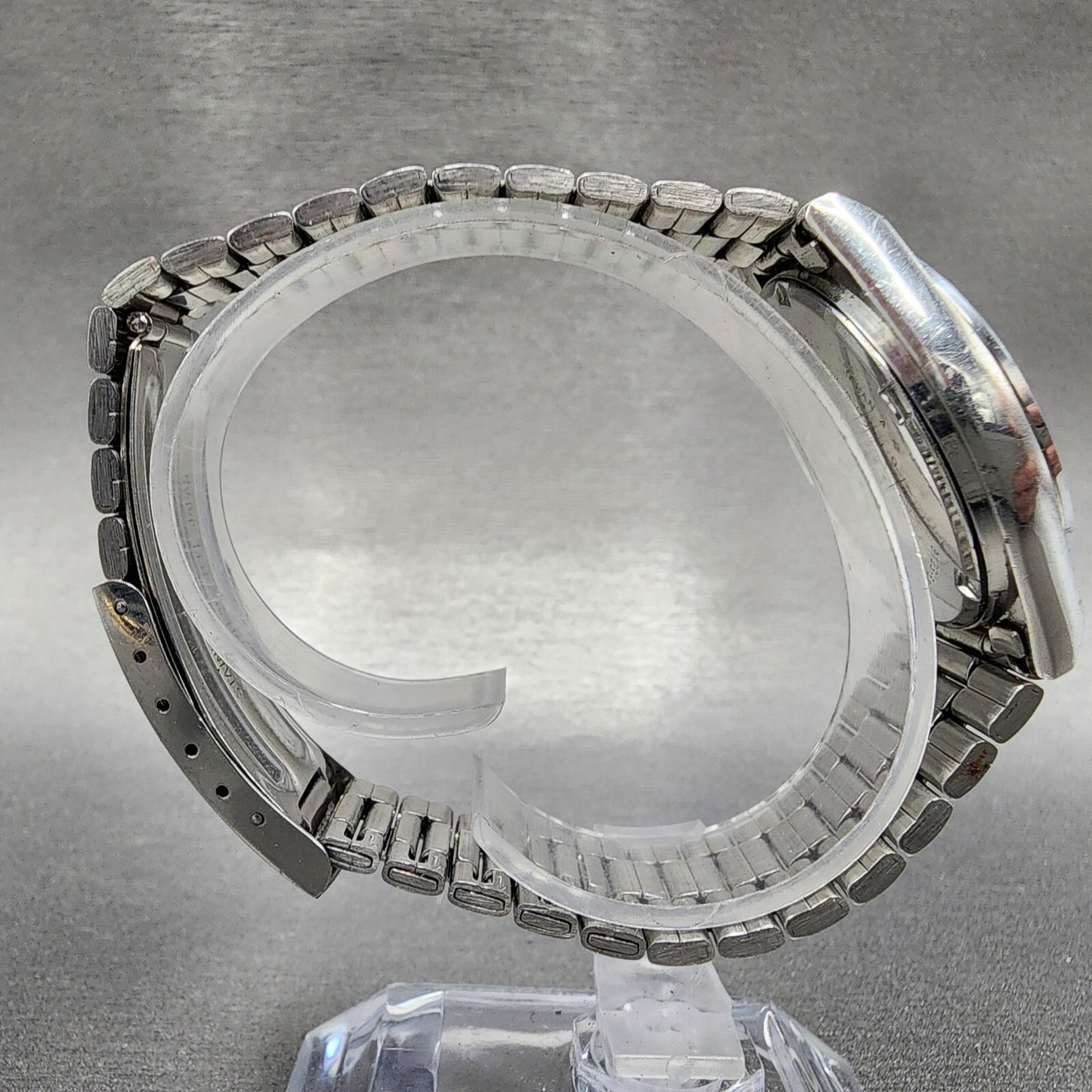 VTG Seiko Chronos Watch Men 33mm White Dial Silver Tone Daydate Round New Batt8
