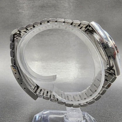 VTG Seiko Chronos Watch Men 33mm White Dial Silver Tone Daydate Round New Batt8