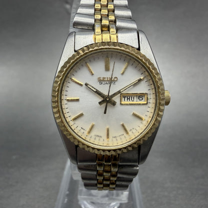 Seiko Watch Women 25mm White Dial Two Tone Daydate Round 7n83-0041 New Batt N6R0