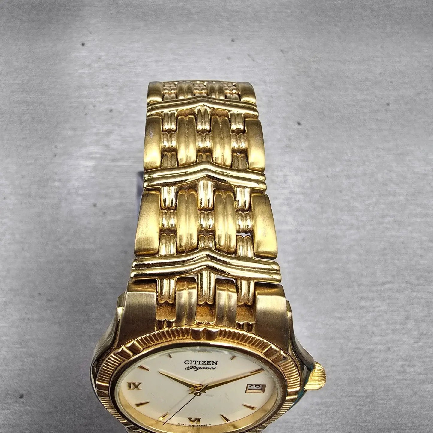 Citizen Elegance Watch Men 35mm Cream Dial Gold Tone Date 5510-H14291 New Batt4