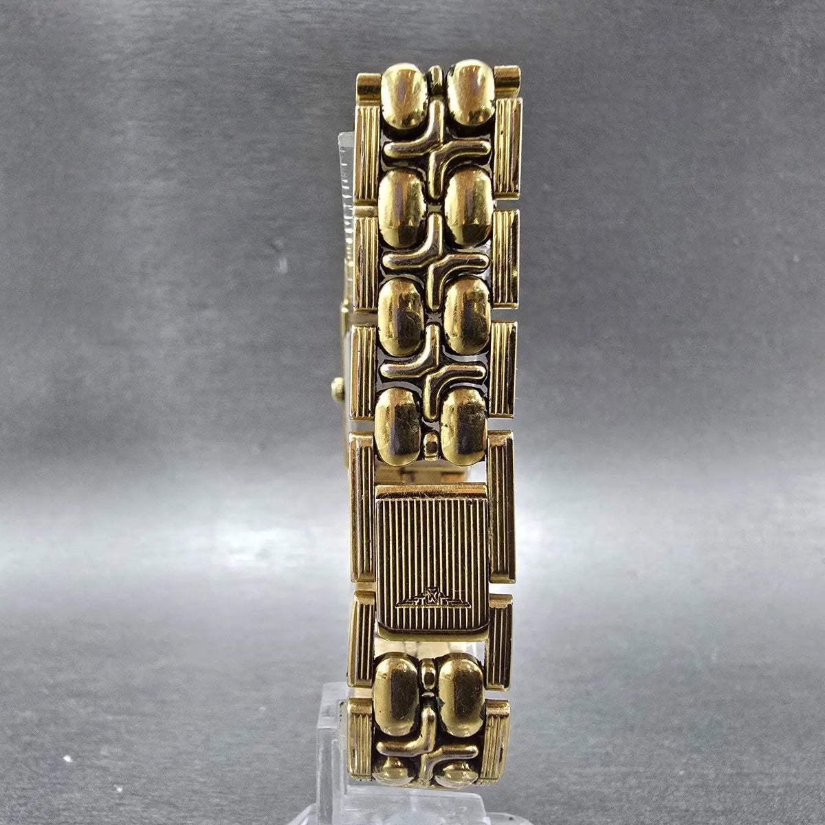 Longines QWR Tank Watch Women 17mm Black Dial Gold Rectangle New Battery VTG7