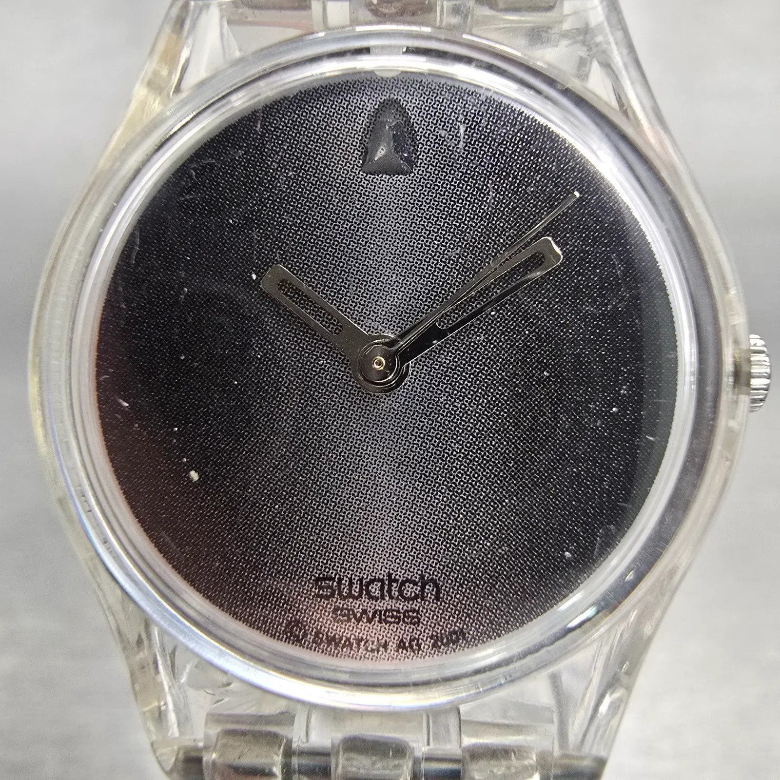 Swatch Revue Star Watch Women 25mm Gray Dial Clear Case Round LM130G New Battery1